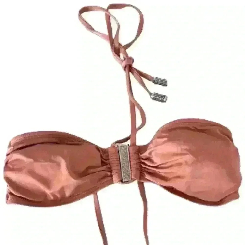 H&M BIKINI METALLIC PINK TOP SIZE 6